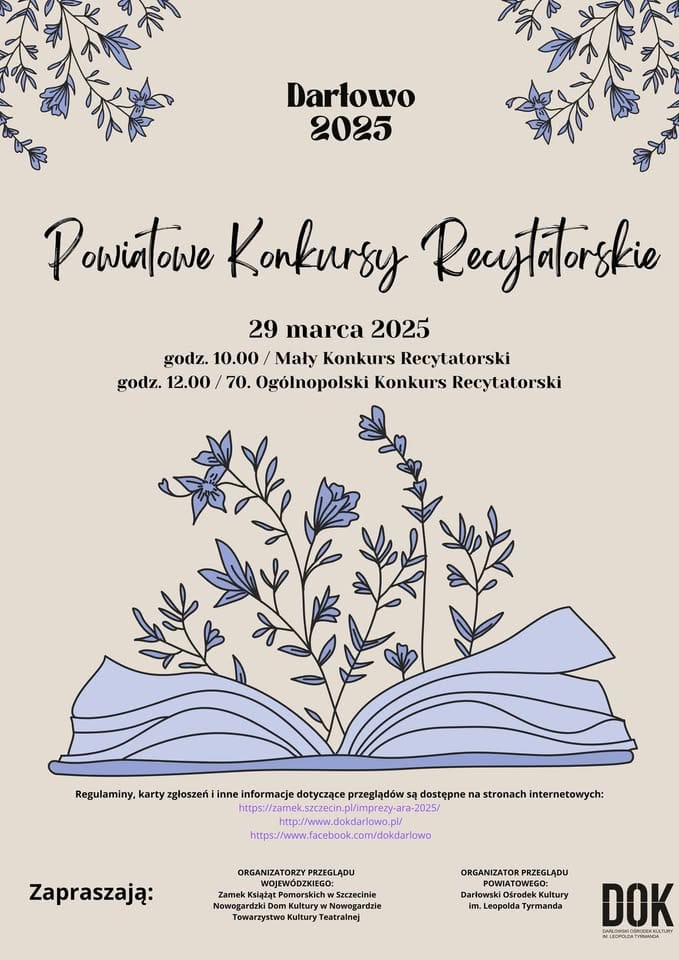 Plakat konkursu recytatorskiego w Darłowie, 2025