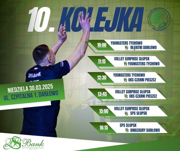 Plakat harmonogramu turnieju siatkówki, 10. kolejka.