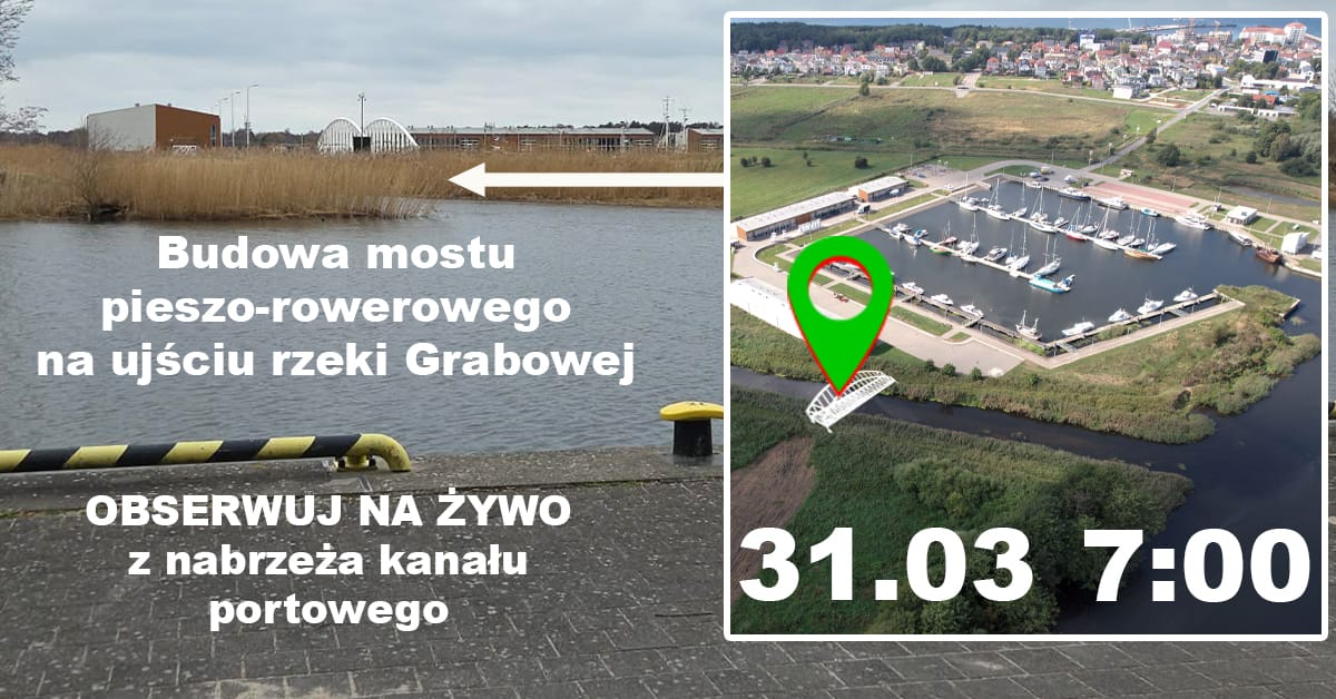 Montaż kładki na rzece Grabowej