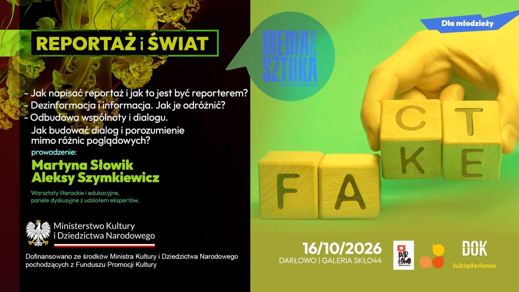 Zapraszamy na warsztaty literackie i edukacyjne (DLA MŁODZIEŻY) realizowane w ramach cyklu: Reportaż i świat