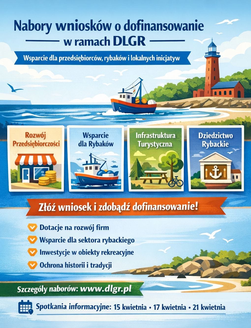 Darłowska Lokalna Grupa Rybacka ogłasza nabory wniosków o dofinansowanie