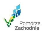 Logo Pomorze Zachodnie z kolorowymi kwadratami