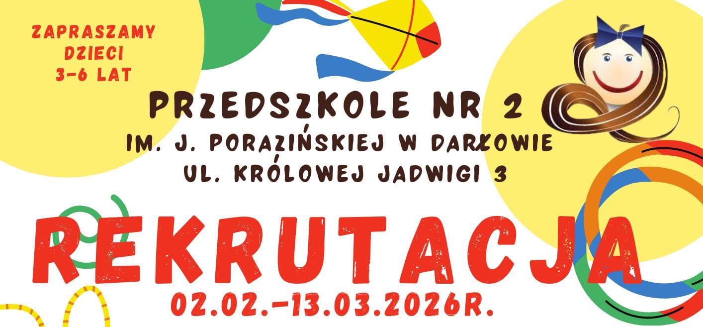 Rekrutacja do Przedszkola nr 2 w Darłowie