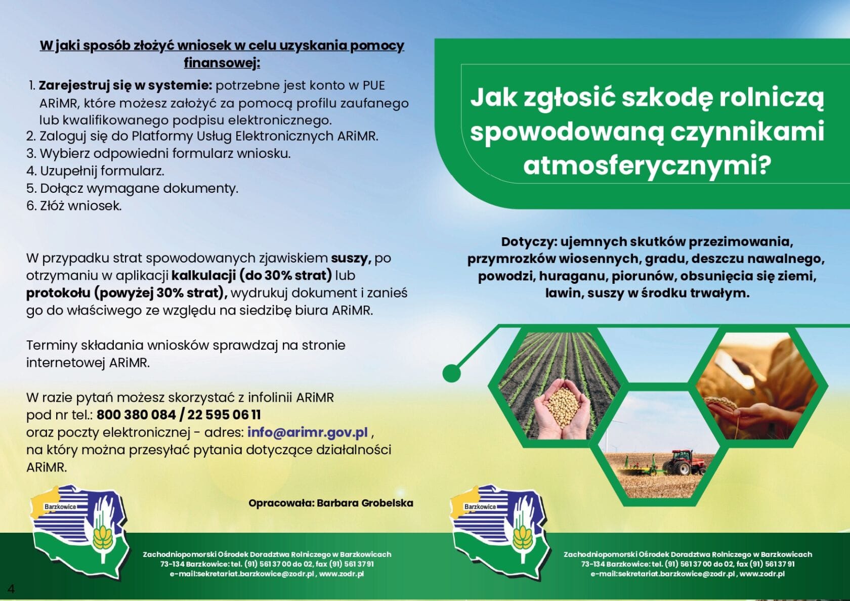 Informacje o zgłaszaniu szkód rolniczych przez ARiMR